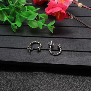 yunnique Crown Huggie Earrings Tibetan <b>Silver</b> Titanium Steel <b>Studs</b> For Boys And Girls Fashion Jewelry - Product Image 3