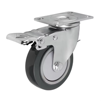 Roulettes pivotantes de style américain de 3 pouces avec plaque supérieure pivotante en PU gris et double roulement à billes, roulettes pivotantes de 75 mm
