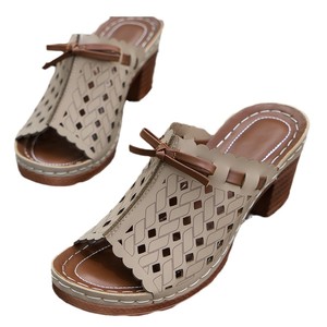 รองเท้าส้นสูงแบบเปิดส้นสำหรับผู้หญิง แฟชั่นฤดูร้อน ประดับโบว์ใหญ่ สไตล์โรมัน ไซส์ 43 - Product Image 5