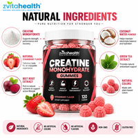 Gummies de créatine monohydrate végétaliennes à marque privée pour la croissance musculaire et la gestion de l'énergie - Nutrition sportive sans sucre, couleurs personnalisées