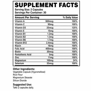 Cápsulas Multivitamínicas OEM ODM GMP Halal, 60 Unidades, 15 Vitaminas y Minerales Esenciales con Complejo B - Product Image 4