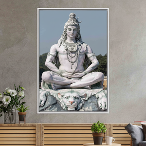 Printed <b>Canvas</b>: Abstract Hindu Art, Shiva Statue <b>Wall</b> Decor,WHITE FRAMED <b>CANVAS</b> - Product Image 3