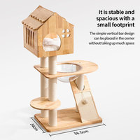 Arbre à chat moderne et durable en bois massif et sisal, avec capsule spatiale, griffoir et maisonnette ludique, 115 cm, 4 niveaux