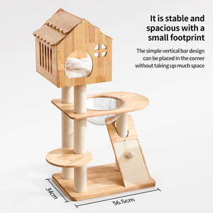Duurzame, milieuvriendelijke, moderne kattenboom van massief hout & sisal, ruimtecapsule klimrek krabpaal, leuk kattenhuis 115cm 4-laags - Product Image 4