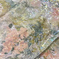 Tissu en maille extensible écologique à paillettes, broderie florale à sequins, impression numérique guipure en polyester, vente en gros pour robes, personnalisation OEM