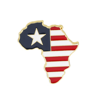 Broche Épinglette Émaillée Carte d'Afrique 3D Personnalisée Drapeaux des Nations Zambie, Somalie, Nigéria, Ouganda, Libéria, Rwanda, Maroc, Mozambique Sans Nickel