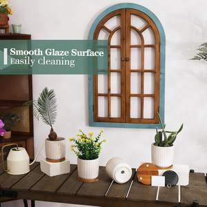 Juego de 4 Macetas de Cerámica MDJ de 4 Pulgadas con Orificios de Drenaje, Diseño Moderno para Uso en Interiores, para Suculentas, Cactus y Hierbas - Product Image 4