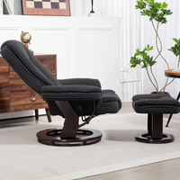 Fauteuil inclinable européen moderne, tissu en microfibre, structure en bois - Fauteuil inclinable pivotant de détente avec repose-pieds