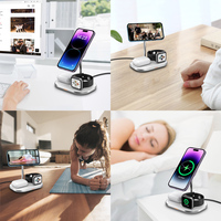 Station de charge sans fil 3-en-1 rapide 20W avec support magnétique pour téléphone et écouteurs, port Type-C