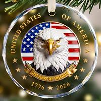 Nouvelle Décoration Suspendue en Verre Cristal Commémorative du 250e Anniversaire des États-Unis, Pendentif Patriotique pour Arbre de Noël, Décoration de Fête pour la Maison