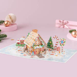 Cartes 3D Pop-up Maison en Pain d'Épices, Design de Noël avec des Sucettes en Forme de Canne à Sucre pour la Magie de Noël, <span class=keywords><strong>Carte</strong></span> de Noël Cadeau - Product Image 1