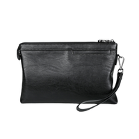 Tas Clutch Bisnis Kulit PU Premium Pria, Logo Custom, Tempat Kartu, Tahan Air, Tali Pergelangan Tangan Lepas Pasang, Dompet