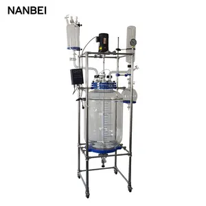 China heated explosion-proof two-layer biological chemical equipment borosilicate glass jacketed cylindrical reactor