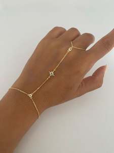 Nuevos Diseños de Pulseras de Mano con Baño de Oro, Dijes Geométricos de Estrella, Ojo y Corazón, Pulsera Esclava con Anillo <span class=keywords><strong>para</strong></span> Mujer - Product Image 4