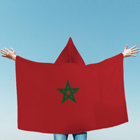 Cape à capuche Maroc avec drapeau 3x5 pieds en polyester 100D Atlas Lions pour supporters de football Maghreb Dima Maghrib Souvenir