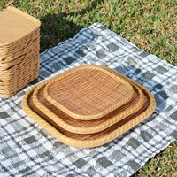 Assiette de fruits créative en mélamine bambou, vaisselle en rotin, plats alimentaires cuits pour barbecue