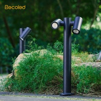 Projecteur LED extérieur IP65 étanche à 2 têtes en aluminium pour aménagement paysager, alimentation CC, intensité réglable, éclairage de rue
