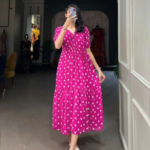 Lancai mujeres elegante Maxi Wrap vestido de alta calidad de manga larga con estampado Floral Casual botón frontal para fiestas y ropa informal - Product Image 1