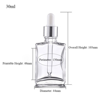 Promotion Bouteille Compte-gouttes en Verre Rechargeable Carrée Plate Transparente Noire Dépolie pour Huile Essentielle Parfum Sérum Soins de la Peau 15ml
