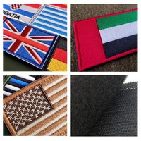 Patchs de drapeaux de pays coeur et fleur écologiques brodés personnalisés | Multi crochet et boucle pour badges en stock