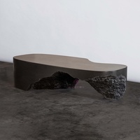 Table basse en pierre de travertin beige de qualité supérieure Table en marbre irrégulière de concepteur moderne meubles en pierre artistique de salon de luxe