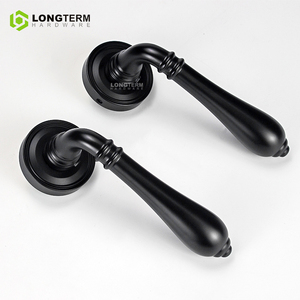 Modern European Classic Lever Handle Set Zinc Alloy Wooden Doors Pull Matte Black Brass Interior Door <span class=keywords><strong>Lock</strong></span> Handle para House - Product Image 3