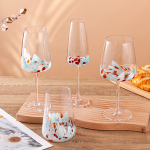 Fabricant de sets de verres à vin de <span class=keywords><strong>Bordeaux</strong></span> en verre de luxe grande capacité, verres à vin rouge en cristal avec motif de points colorés - Product Image 3