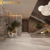KNOWDOW Villa de luxe Escalier flottant Design Italia Calacatta Viola Marbre blanc Escalier en pierre personnalisé Maison Masion en bois