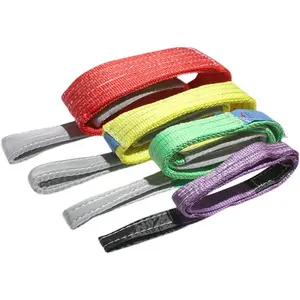 2T one way belt color code textile tape lifting slings belt crane flat polyester lift webbing sling