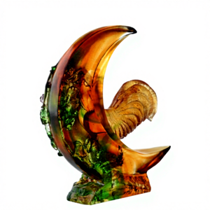職人技によるクリスタルガラスの雄鶏の置物、ユニークな手作りのロストワックス法による彫刻、江蘇省のビジネスギフト、家の装飾 - Product Image 3