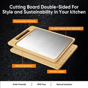 Tabla de cortar de doble cara de acero inoxidable, juego de tablas de cortar para cocina, para separar carne cruda, queso y filetes - Product Image 4