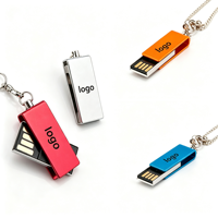 Clé USB créative gravée en métal avec clip rotatif, logo OEM personnalisé, 32 Go 64 Go USB 2.0/3.0, cadeau publicitaire d'entreprise