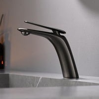 Robinet de lavabo monotrou en cuivre massif pour salle de bain, compatible avec lavabos sous plan et sur plan, eau chaude et froide, pour l'exportation.