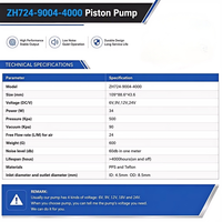 Pompa Piston Elektrik Senyap 5bar Tekanan -0.9bar Vakum 24L/M Aliran dengan Motor DC 12v untuk Pemompaan Udara