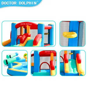 Médico dolphin cortador de água duplo, criança, deslizante, inflável, salto, castelo, casa de salto, combo, mar