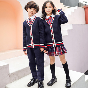 International Maternelle École <span class=keywords><strong>Cardigan</strong></span> Bleu Noir Manteau Enfants Uniforme 100% Coton Marine École Cardigans - Product Image 2