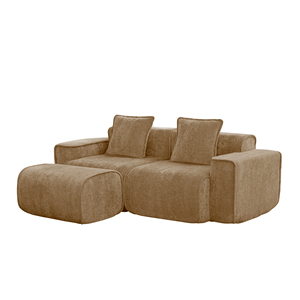 Canapé modulaire en velours à deux places au design moderne et épuré, avec bordure française, sans assemblage requis, ensemble de salon - Product Image 1