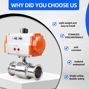 Válvula de Bola Pneumática Sanitária DQ, Grau Alimentício, Ação Dupla, Aço Inoxidável 304 316, Válvula de Bola Pneumática Sanitária de Instalação Rápida - Product Image 6
