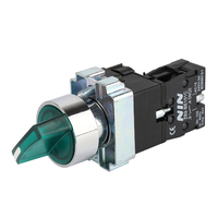 Interrupteur à bascule électronique auto-réinitialisable NIN 22 mm, bouton-poussoir momentané vert, 1NO 1NC 10A IP65 380V, alliage de zinc ignifuge