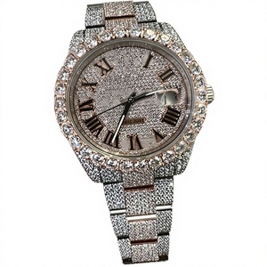 Luxury Moissanite Diamond <b>Watch</b> Vvs1 Iced Mechanical Bezel Custom Glass Stainless Steel Moissanite <b>Case</b> Bracelet Clasp 10 Bar - Product Image 1