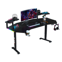 Bureau de jeu réglable Beisijie, nouveau modèle, avec éclairage RGB, pour ordinateur, électrique, noir