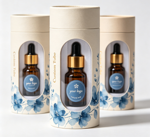 Custom Gold <b>Foil</b> Logo Round Paper Tube, High-End Cosmetic Perfume Packaging, White Cardboard Cylinder Box with Visual <b>Window</b> - Product Image 4