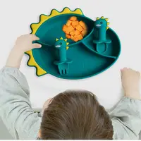 Forte Sucção Placa Microondas BPA FREE Kids Friendly Placas De Silicone Para O Projeto do Dinossauro do bebê Da Criança Do Bebê de Silicone