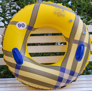 Anillo de natación extra grande y grueso para adultos con puerta de aire doble y manija, flotador de piscina portátil, salvavidas inflable circular - Product Image 4