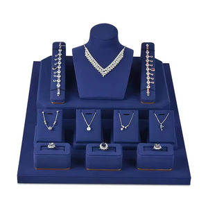 Juego de Exhibidores de Joyería Azules para Manualidades, Exhibidores de Joyería de Lujo para Tiendas Minoristas - Product Image 5