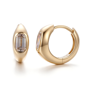 Aros de diamantes cultivados en laboratorio con corte esmeralda de 5*3 mm, juego de aretes de oro macizo de 18k, aretes de diseñador, fabricante de joyería personalizada. - Product Image 2