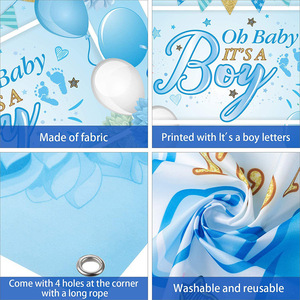 Baby Party Hintergrund Dekoration Baby Dusche Banner Hintergrund geeignet für Baby Willkommen Party liefert für Jungen - Product Image 4