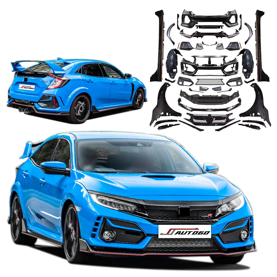 Auto Facelift Refit Body Kit per HONDA CIVIC FC1 FK7 2016-2020 aggiornamento a Racing Wide FK8 Type-R Style anteriore + paraurti posteriore + gonna