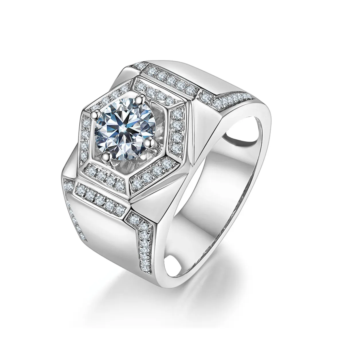 High Quality 1Carat D Color VVS1 Punk Engagement 100% 925 Sterling Silver 10K 18K White Gold Diamond moissanite men's rings