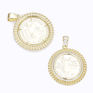 CM <span class=keywords><strong>YIM</strong></span> ขายส่งเครื่องประดับแฟชั่น จี้ทองชุบ 14k ประดับเพชรซิร์คอน สไตล์ฮิปฮอป จี้เหรียญเม็กซิโกเซนเทนนารี 1947 50 เปโซ สัญลักษณ์แห่งอายุยืน - Product Image 2